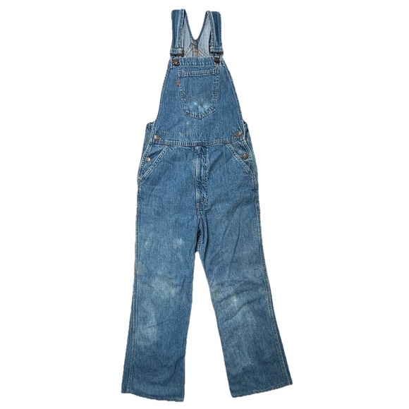 Levi's Denim - VTG 70s Levis Orange Tab Overalls Womens 28 42 Taron Zip USA Rivets DISTRESSED